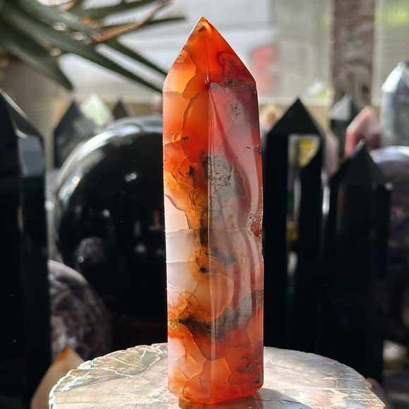 Carnelian Crystal Tower With Druzy! - Picture 3 of 7